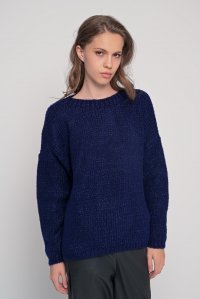 Mohair-lurex blend oversized sweater navy