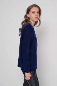 Mohair-lurex blend oversized sweater navy