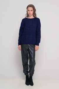 Mohair-lurex blend oversized sweater navy