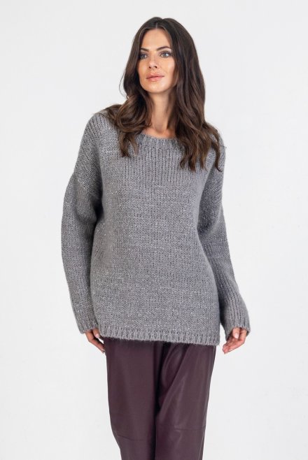 Mohair-lurex blend oversized sweater medium grey