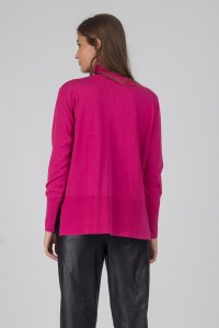 Viscose blend turtleneck sweater fuchia