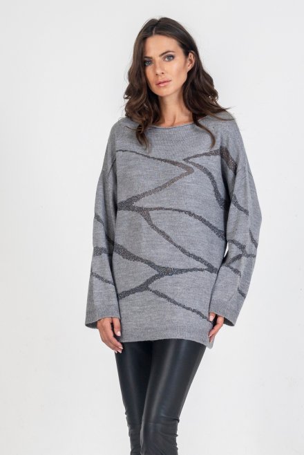 Intarsia sweater with lurex medium grey