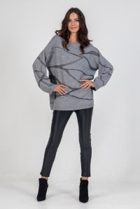 Intarsia sweater with lurex medium grey