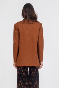 Woo-Lurex  double breasted knitted blazer amber brown