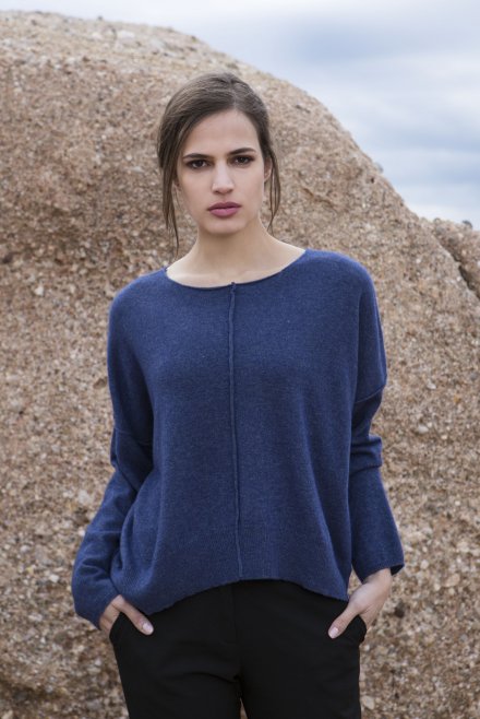 Cashmere blend relaxed sweater navy