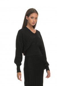 Lurex V-neck top black