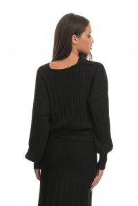 Lurex V-neck top black